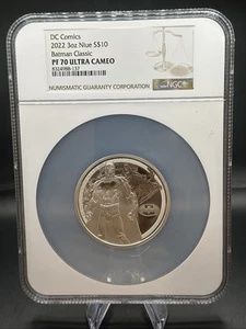2022 DC COMICS BATMAN CLASSIC - 3 OZ. 999 SILVER COIN NGC PF70 ULTRA CAMEO NIUE - Picture 1 of 4