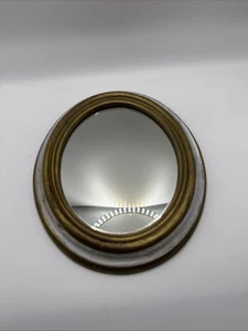 Vintage Small Oval Florentine Wall Mirror Made in Italy White Gold Tone - Picture 1 of 5