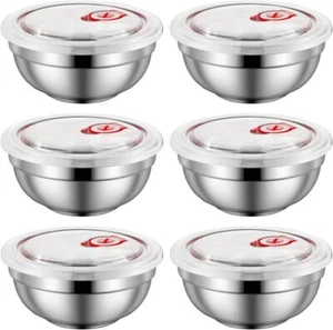 28 Oz Stainless Steel Large Bowls Set of 6, Metal Double-walled Insulated Noodle - Picture 1 of 7