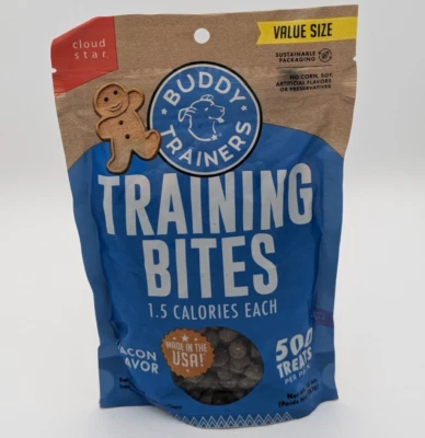 Buddy Entrenadores Perro Suave Masticable Entrenamiento Mordeduras 500 Ct Paquete Sabor Tocino BB 08/26 Foto 1 de 2