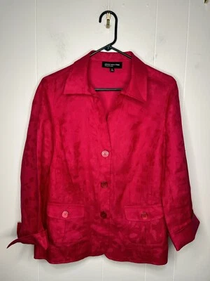 Blazer Jones New York 100 % lino para mujer talla 12 rosa bolsillos mangas con puños Foto 1 de 4