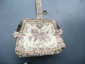 sac ancien en tapisserie mécanique fleuri - Imagen 1 de 6