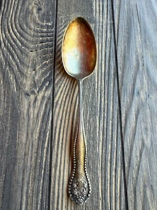 Antique Silver-Plated Ornate Floral Spoon 8" Collectible Vintage Dining Utensil - Picture 1 of 8