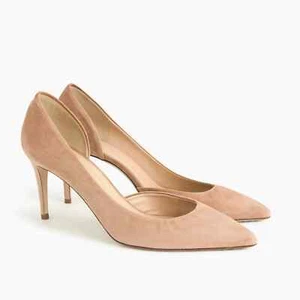 NUEVO EN CAJA $218 J.Crew Para mujeres 7M Lucie Gamuza D'Orsay Bombas Tacones Marrón Ceniza Zapatos - Imagen 1 de 3