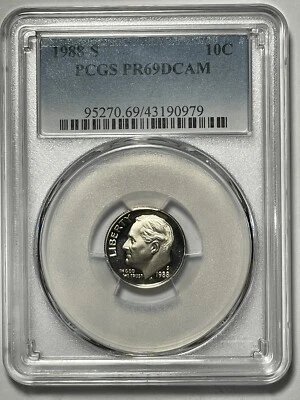 1988 S 10C Roosevelt Dime Proof PCGS PR69DCAM Collector Coin 0951 - Image 1 of 2