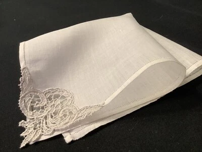 10295🌟Винтажный 20-х крошечный 9 «ручной работы Pt de Venice кружева свадебный носовой платок наследник - Изображение 1 из 4