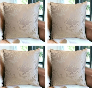 Cushion Covers Beige Metallic - Set of 4 Two Tone Ivory Mint Blush 18x18" 45cm - Picture 1 of 8