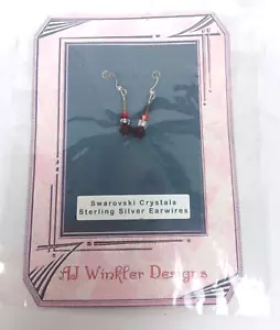 AJ Winkler Designs Rojo Rubí Cristales de Swarovski Plata de Ley Alambres Colgantes - Imagen 1 de 6