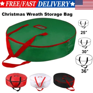 25"/30"/36" Christmas Wreath Storage Bag Garland Container Double Sleek Zipper - Picture 1 of 27