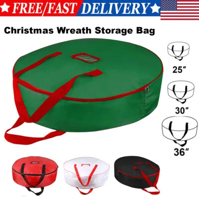 25"/30"/36" Christmas Wreath Storage Bag Garland Container Double Sleek Zipper - Image 1 of 4