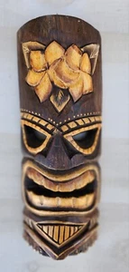 TIKI MASK WOOD 12" HAWAIIAN AFRICAN HOME DECOR TRIBAL BAR TROPICAL POLYNESIAN  - Picture 1 of 4