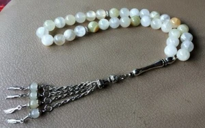 İslamic Prayer Worry 33 Beads Natural Moon stone Masbaha Rosary Tesbih 10mm  - Picture 1 of 1