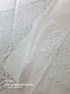 Organdy Cut-Work Rectangle/Square/Round/Bedding I White Hand made Applique Throw - Picture 1 of 12