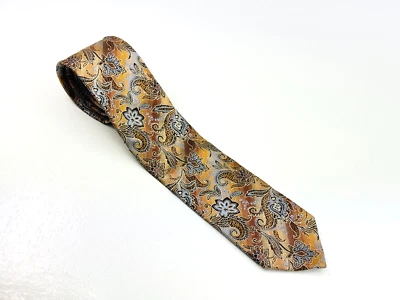 Corbata de seda de diseñador The Big Knot Steven Land cachemira marrón dorado blanco negro Foto 1 de 4