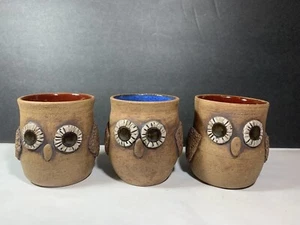 Owl Coffee Mug Tea Cup 3D Embossed Pottery Signed - Picture 1 of 12