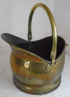 Vintage Brass Coal Scuttle With Handles Log Kindling Basket Bucket Planter - Image 1 of 4
