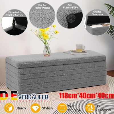 Sitzbank mit Stauraum Teddystoff Sitzhocker Schuhbank Schlafzimmer Sitzbox DHL - Bild 1 von 4