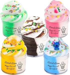Cloud Slime Kit 5 Pack, with Peachybbies Rainbow Lemon Coffee Slime Charms, DIY - Picture 1 of 5