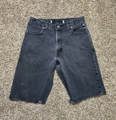 Vintage Harley Davidson Black Jean Shorts Size 30 Biker Denim Jorts Grunge Y2K - Image 1 of 4