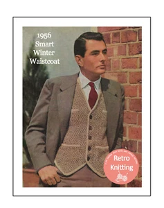 1950's Gentleman's Winter Waistcoat Knitting Pattern - Copy - Picture 1 of 2