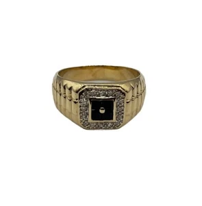 9ct 9K Yellow Gold Men’s Ring With Sapphires And Diamonds Size V1/2. Brand New - Picture 1 of 9