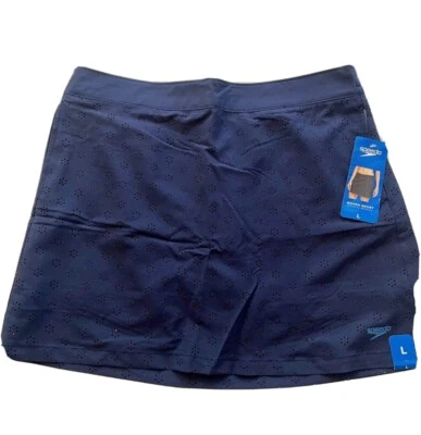 New Speedo Woven Swim Skort Skirt short Navy Blue Women’s Large Upf50 - Skort - Image 1 of 4