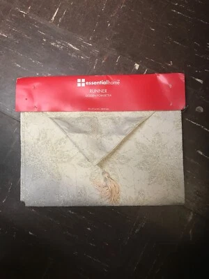 Christmas Table Runner 13x72" Size Essential Home Golden Poinsettia Print - Image 1 of 4