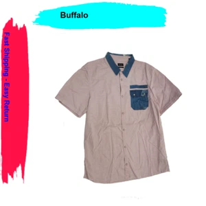 $69 BUFFALO David Bitton men DISTRESSED look striped button down shirt size XL - Picture 1 of 3