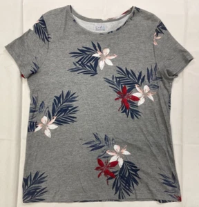 Croft & Barrow ~ Damen grau Blumenmuster T-Shirt ~ Damen groß ~ - Bild 1 von 5
