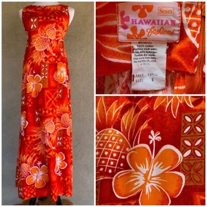 Sears Hawaiian Vintage Barkcloth Muumuu Dress Size XS - Picture 1 of 12