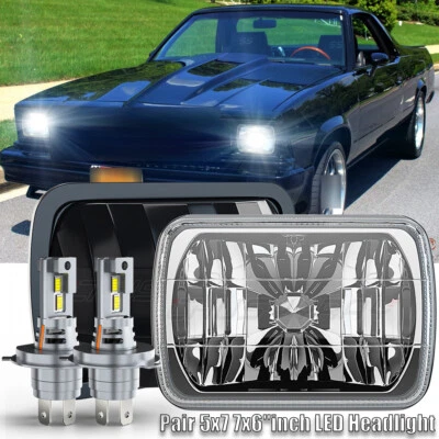 Par de faros LED 5x7" 7x6 pulgadas rectangulares 6000K para Chevy Malibu 1978-1980 Foto 1 de 4