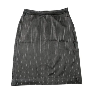 Donna Karan New York  Womens Skirt 4 Black Lambskin Side Zip Stitched Italy - Image 1 of 4