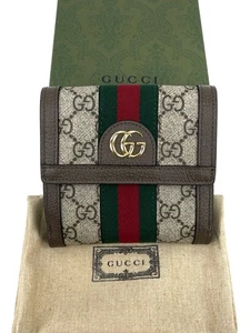 Gucci GG Monogram Web Ophidia French Flap Wallet Beige 523173 96IWG - Picture 1 of 17