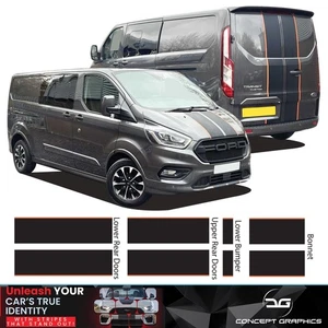 Fits Ford Transit custom Van Bonnet & Barn Doors Vinyl Pin Viper Stripes Decals - Picture 1 of 5