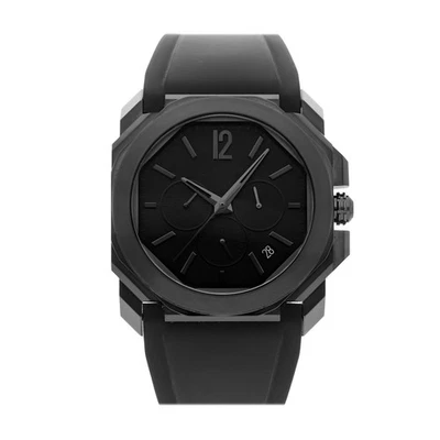 Bvlgari Octo Chrono Black DLC Coated Steel Auto Watch 41mm Rubber Strap 103027 - Image 1 of 4