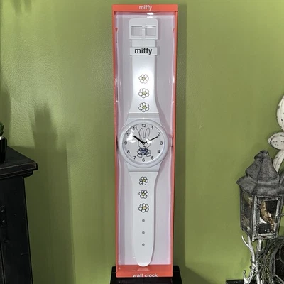 New MIFFY White Watch Wall Clock 36" Dutch Rabbit Floral Wristwatch Design NIB - Image 1 of 3