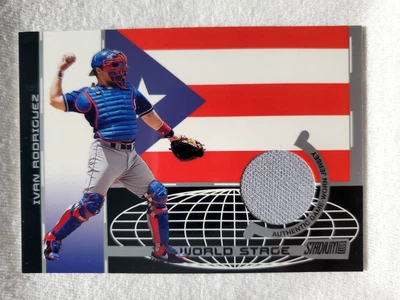 2002 Topps Stadium Club World Stage #WS-IR Ivan Rodriguez Texas Rangers Jersey - Image 1 of 2