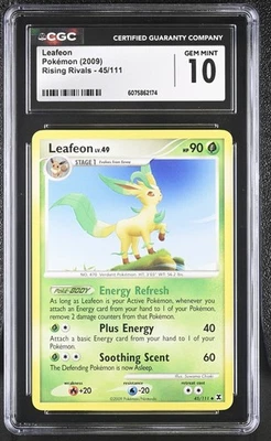 CGC 10 GEM MINT Leafeon 2009 Rising Rivals 45/111 Pokemon Card - Image 1 of 2