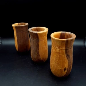 Tunisian Olive Wood Vase 3 or Utensil/Brush Holders by Yarno Olive Wood Retired - Picture 1 of 13