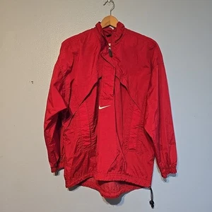 Vtg 90s Nike Center Swoosh White Tag, Red Pullover Windbreaker 1/2 Zip S (4-6) - Picture 1 of 16