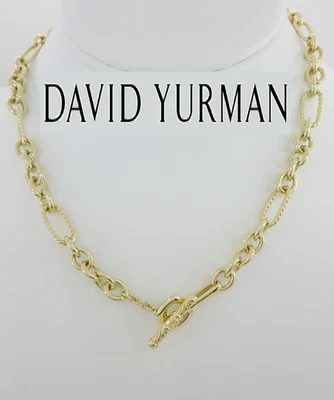 David Yurman Figaro Toggle Link Necklace 18k Yellow Gold 16" 50 Grams - Image 1 of 4