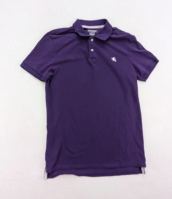 Express Pique Polo Men's Size L Purple Fitted Short Sleeve Preppy - Image 1 of 4