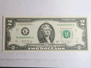$2 BILL 2017A, (K) DALLAS FRB Fancy Trinary REPEATER! UNCIRCULATED!!! - Bild 1 von 4