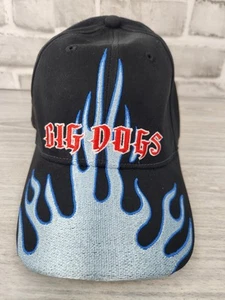 Sombrero Big Dogs Bordado Largo Azul Llamas Negro Sombrero Ajuste Elástico - Imagen 1 de 7