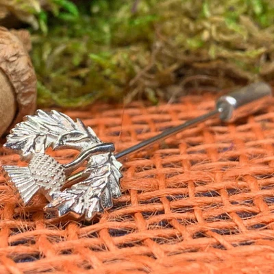 Pin de cardo de Escocia Pin de palo escocés Prendedor de solapa 925 Foto 1 de 4