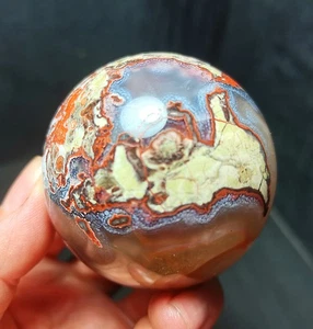 RARE 247.5G Natural Polished Colorful Agate Crystal Sphere Ball Healing R1806 - Picture 1 of 10