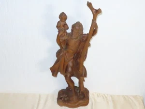 Statua Sacra In Legno Di San Cristoforo Molto Bella Intagliata! - Foto 1 di 10