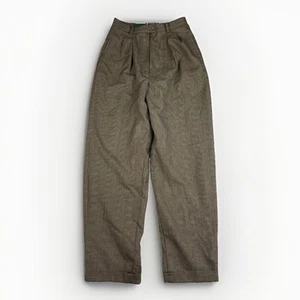 VTG Ralph Lauren Womens 4 Worsted Wool Brown Pants Lined Pleated Plaid Cuffed - Picture 1 of 16