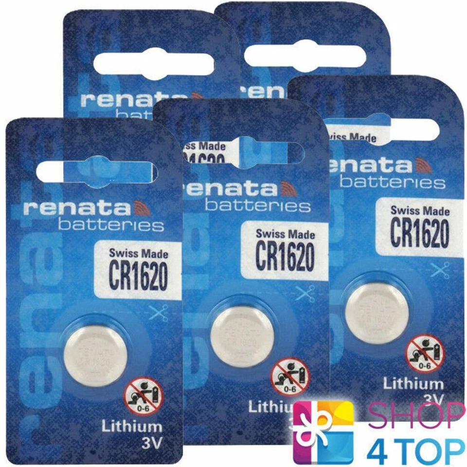 5 Renata CR1620 Lithium Batteries 3V Cell Coin Button Swiss Made Exp 2030 New - Image 1 of 1