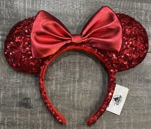 Disney Parks Minnie Mickey Mouse Ears Redd Pirate Red Sequin Bow Headband 2022 - Picture 1 of 2